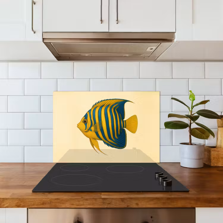 Spatscherm keuken - Felgeel - Vis - Strepen - Vinnen — 6