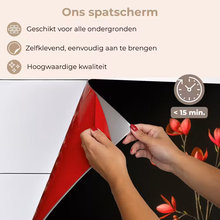 Spatscherm keuken - Rode - Bloemen - Vaas — 4
