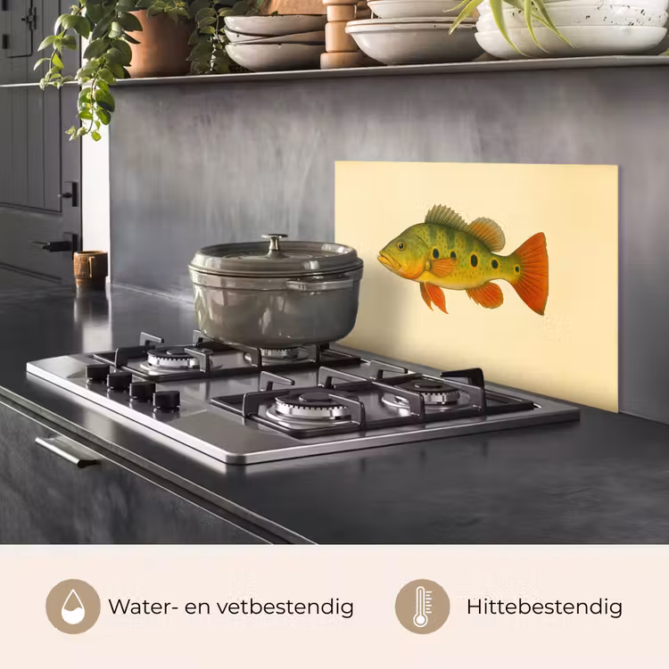Spatscherm keuken - Schubben - Vis - Groen - Illustratie — 7