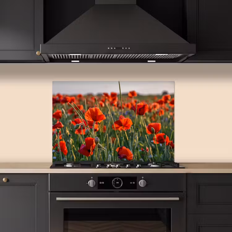 Spatscherm keuken - Bloemen - Klaprozen - Natuur - Rood — 2