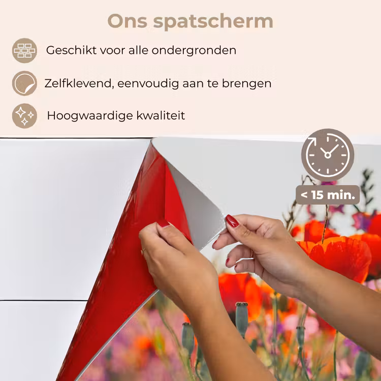 Spatscherm keuken - Klaproos - Bloemen - Rood - Paars - Weide — 4