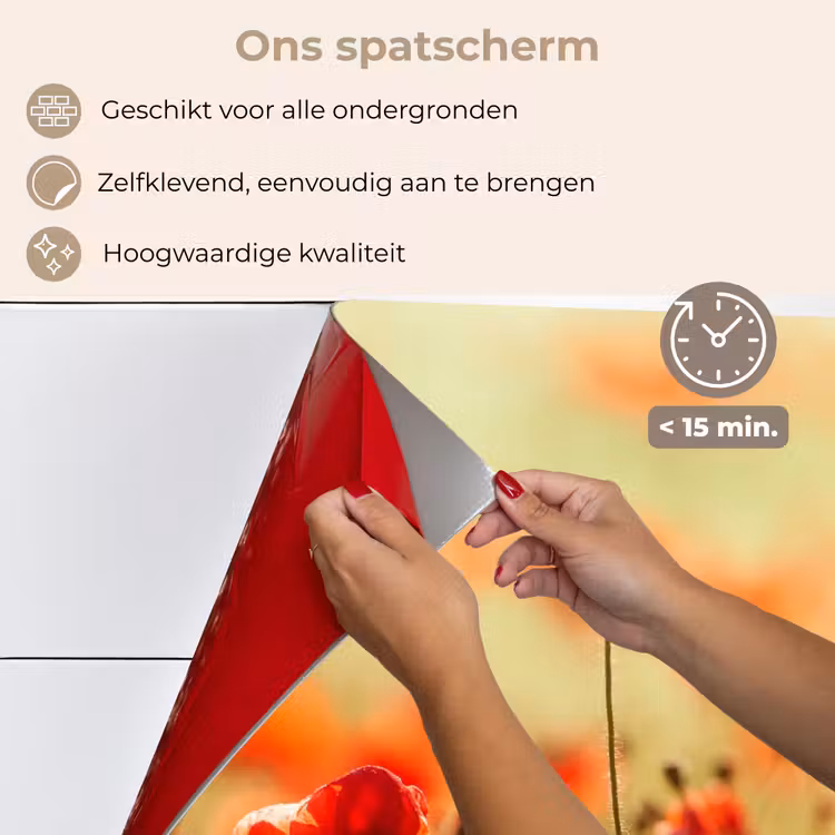 Spatscherm keuken - Klaprozen - Bloemen - Rood - Bloemenveld — 4