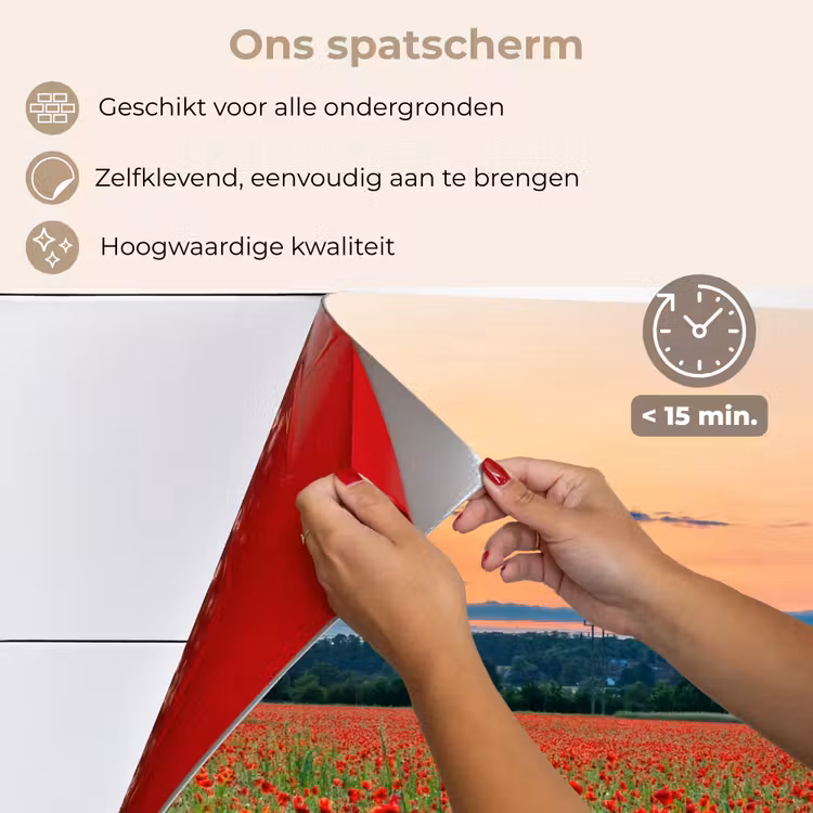 Spatscherm keuken - Klaprozen - Landschap - Rood - Bloemen — 4