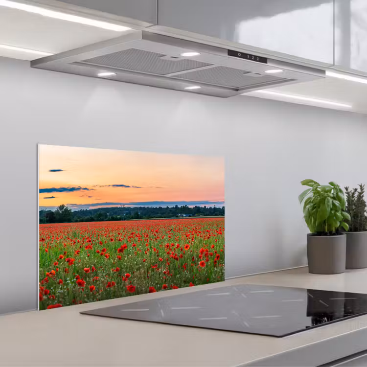 Spatscherm keuken - Klaprozen - Landschap - Rood - Bloemen — 5