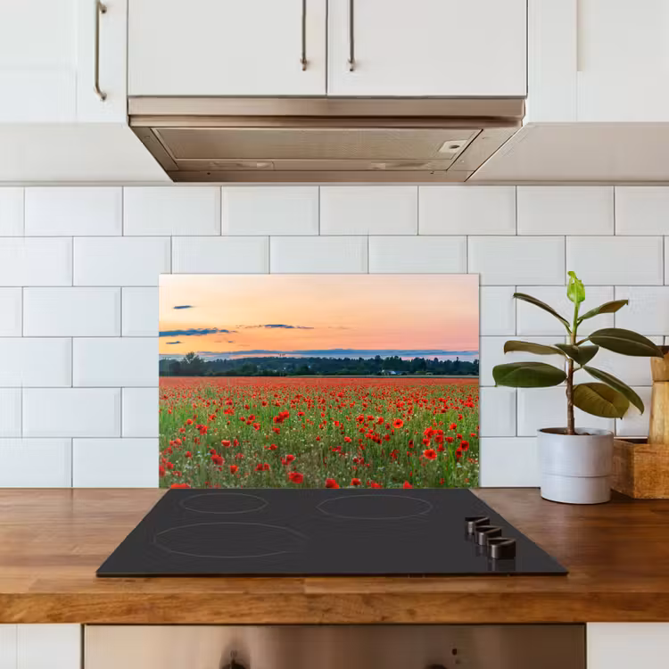 Spatscherm keuken - Klaprozen - Landschap - Rood - Bloemen — 6