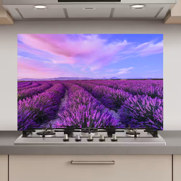 Spatscherm keuken - Lavendel - Paars - Bloemen - Natuur — 1