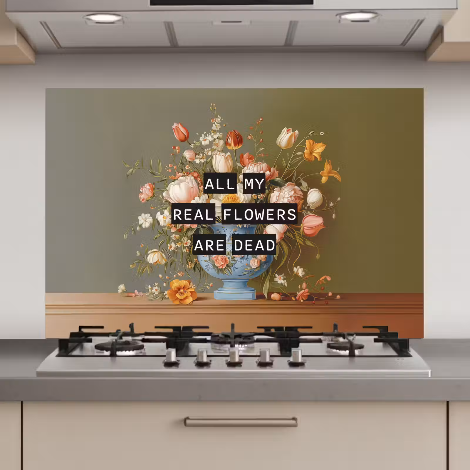Spatscherm keuken - Bloem - Quote - Vintage - Art — 1