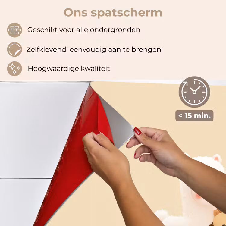 Spatscherm keuken - Alpaca - Egel - Bruin - Knuffelen — 3