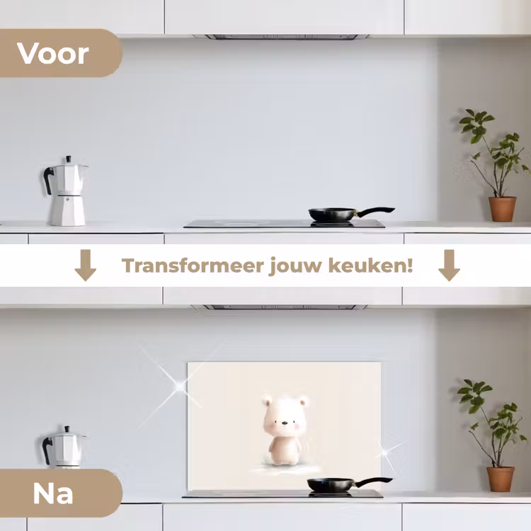 Spatscherm keuken - Beertje - Sneeuwvlokje - Wit - Pluizig — 2