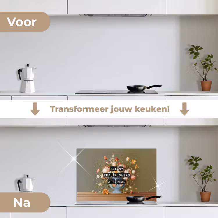 Spatscherm keuken - Bloem - Quote - Vintage - Art — 3