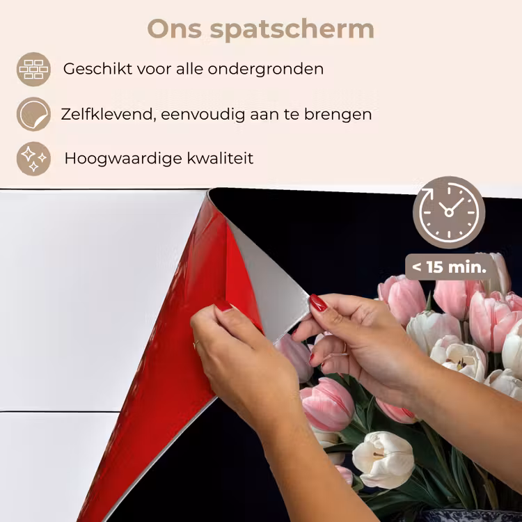 Spatscherm keuken - Bloemen - Roze - Tulpen - Vaas — 4