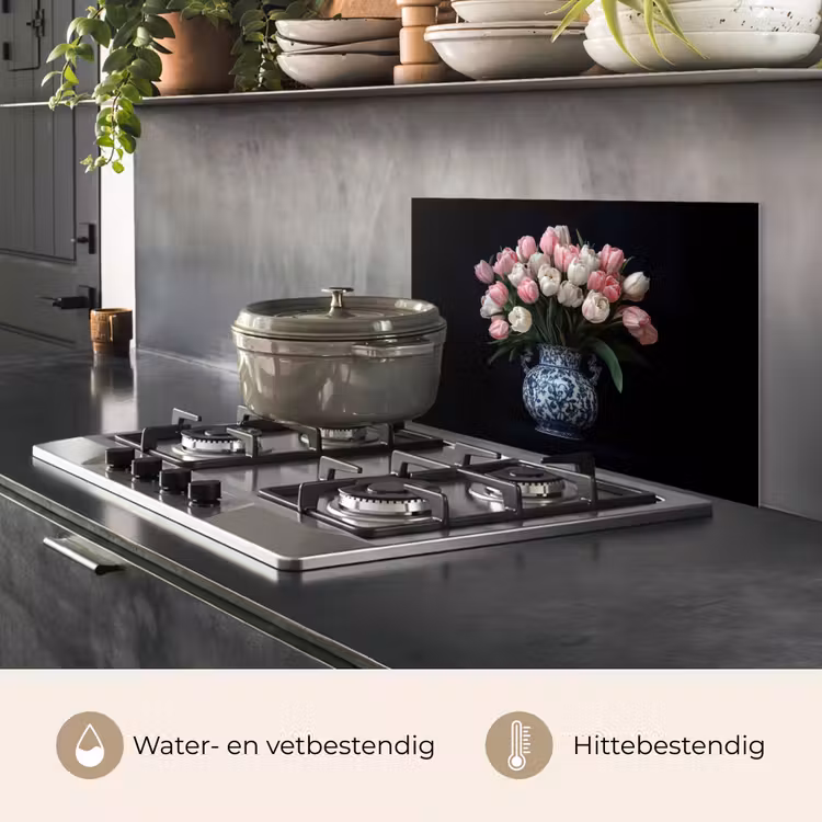 Spatscherm keuken - Bloemen - Roze - Tulpen - Vaas — 7