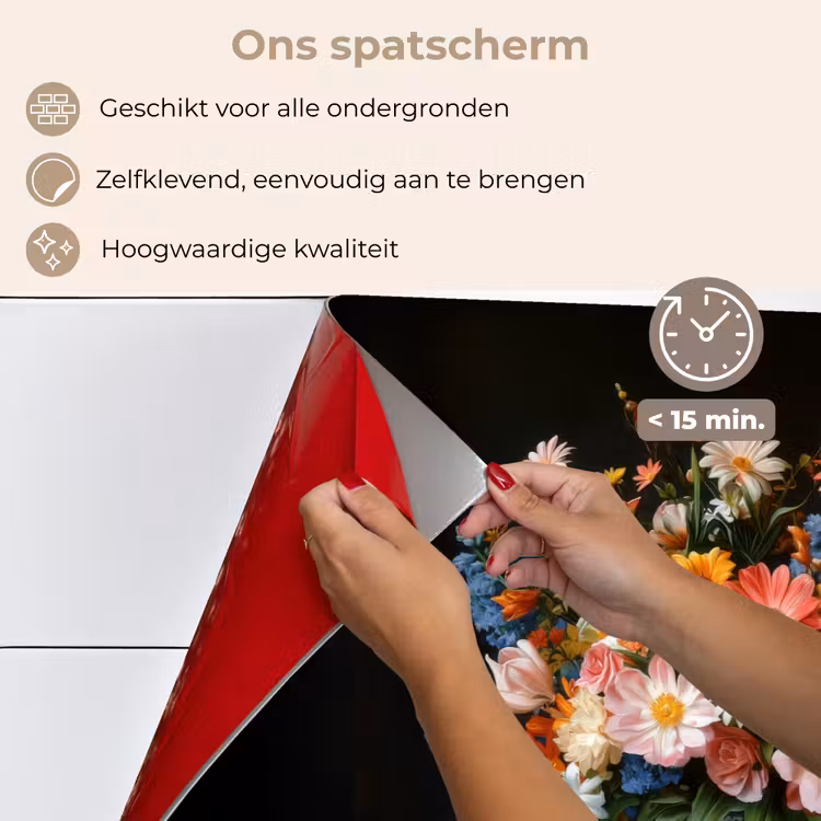 Spatscherm keuken - Boeket - Roze - Bloemen - Vaas — 4