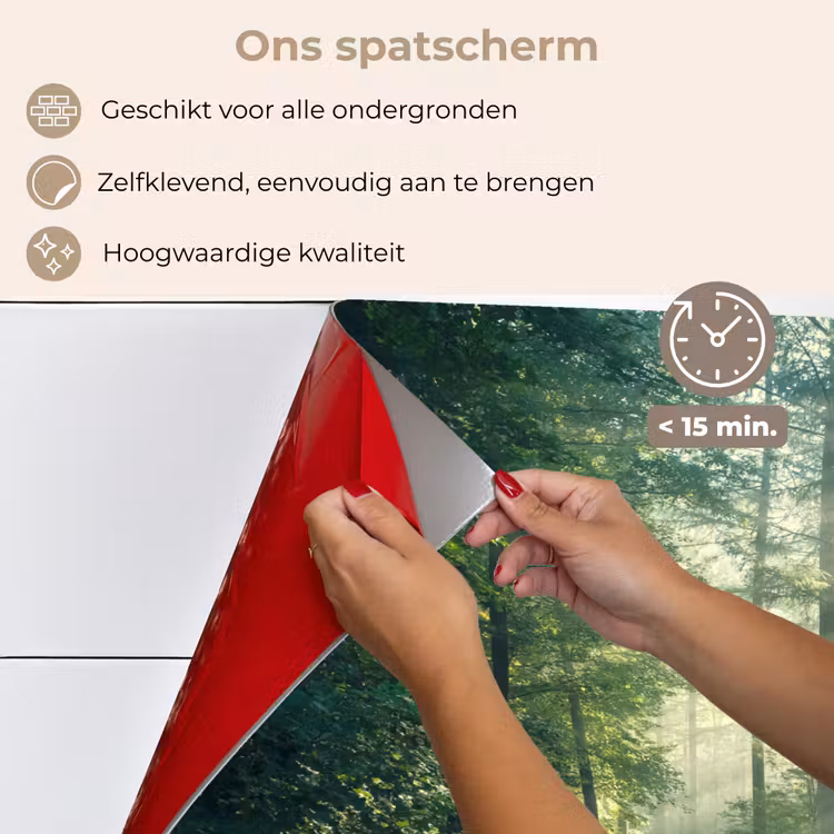 Spatscherm keuken - Bos - Pad - Zon - Bomen - Groen - Natuur — 4