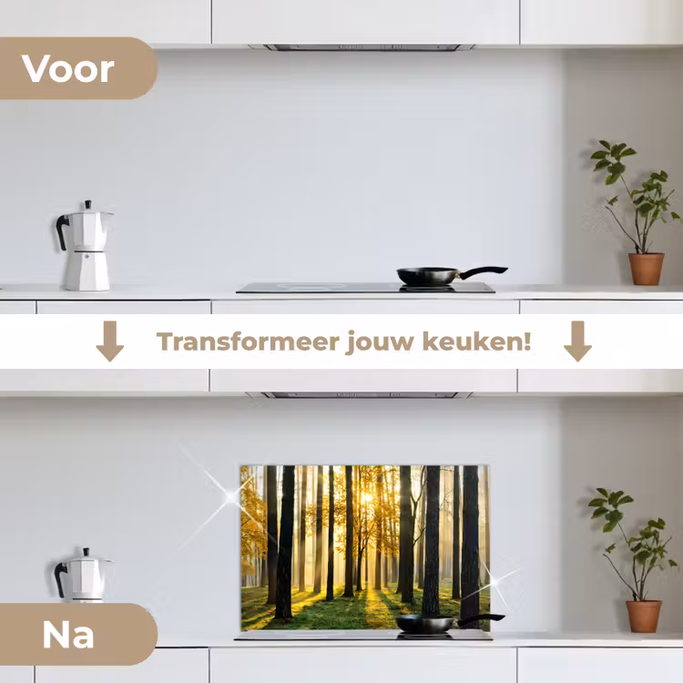 Spatscherm keuken - Bos - Zon - Bomen - Gras - Landschap - Natuur — 3