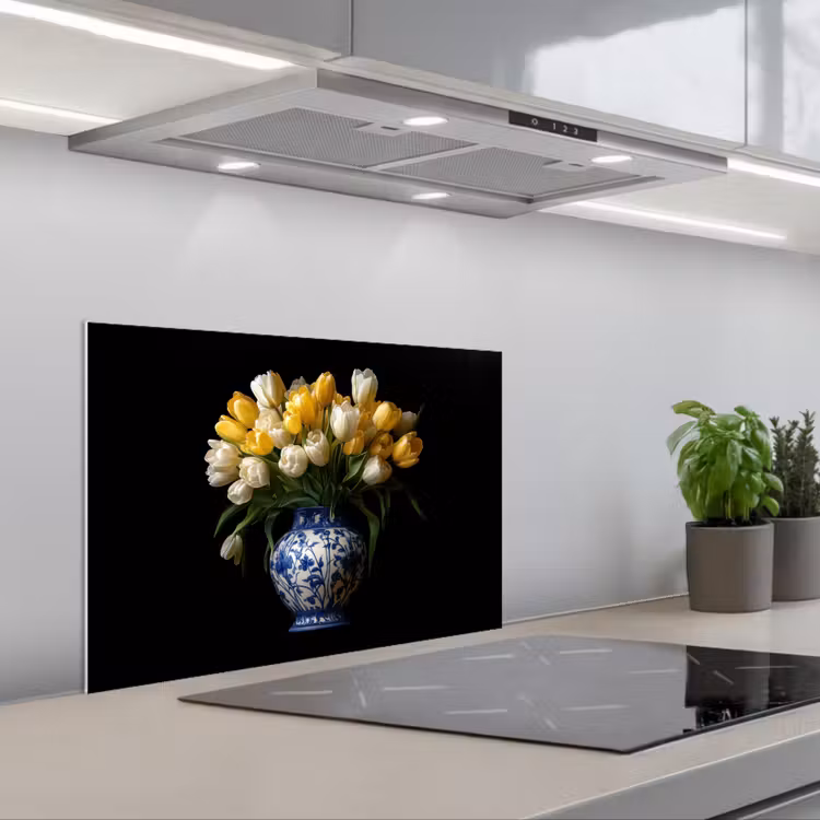Spatscherm keuken - Geel - Tulpen - Vaas - Bloemen — 5