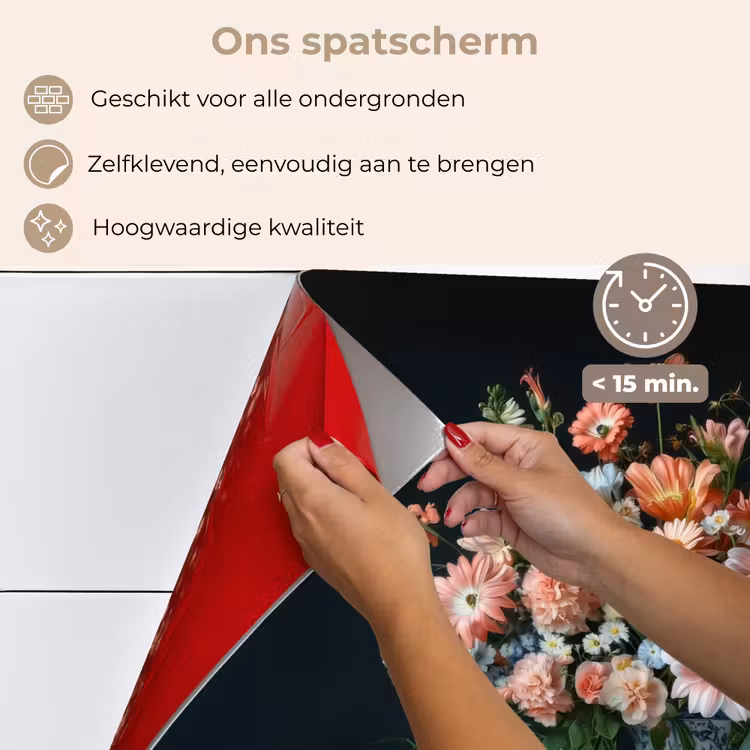 Spatscherm keuken - Hout - Vaas - Kleuren - Bloemen — 4