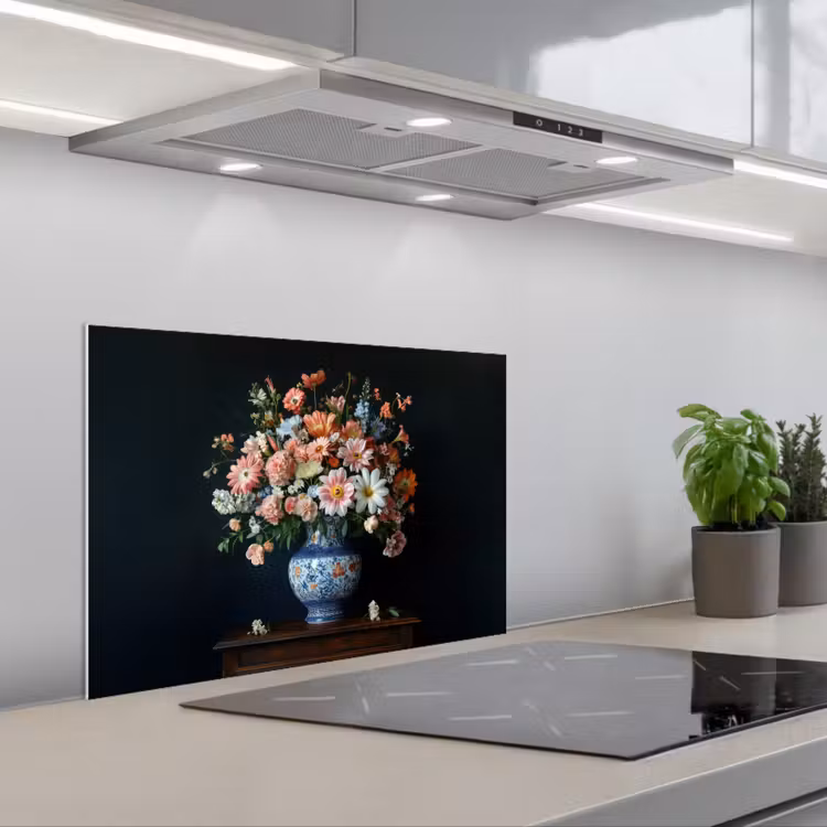 Spatscherm keuken - Hout - Vaas - Kleuren - Bloemen — 5