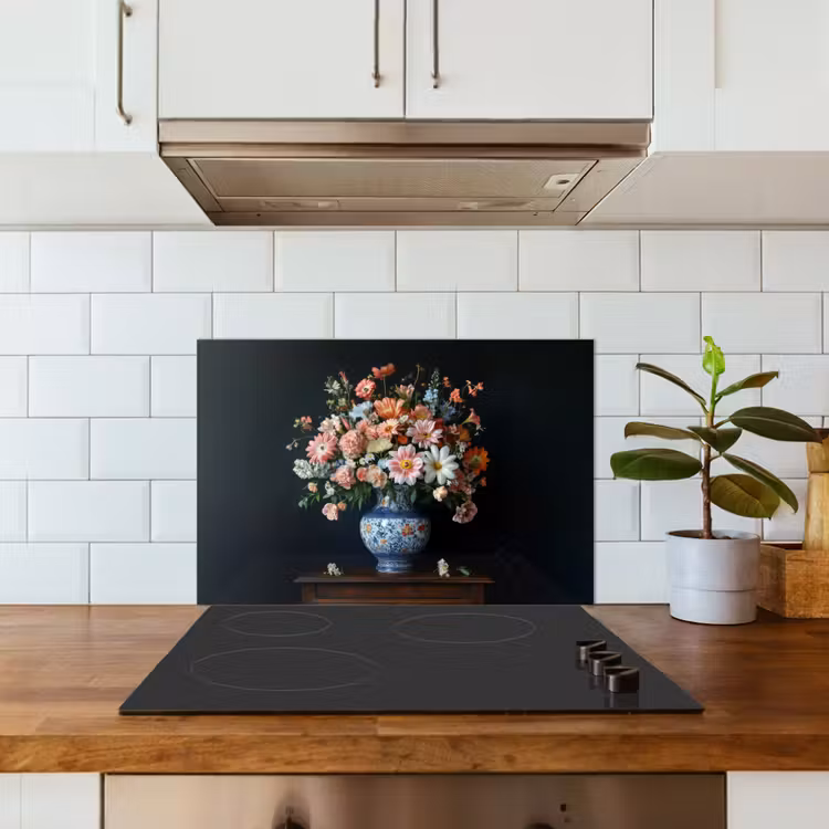 Spatscherm keuken - Hout - Vaas - Kleuren - Bloemen — 6
