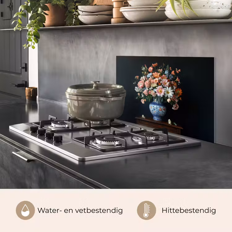 Spatscherm keuken - Hout - Vaas - Kleuren - Bloemen — 7