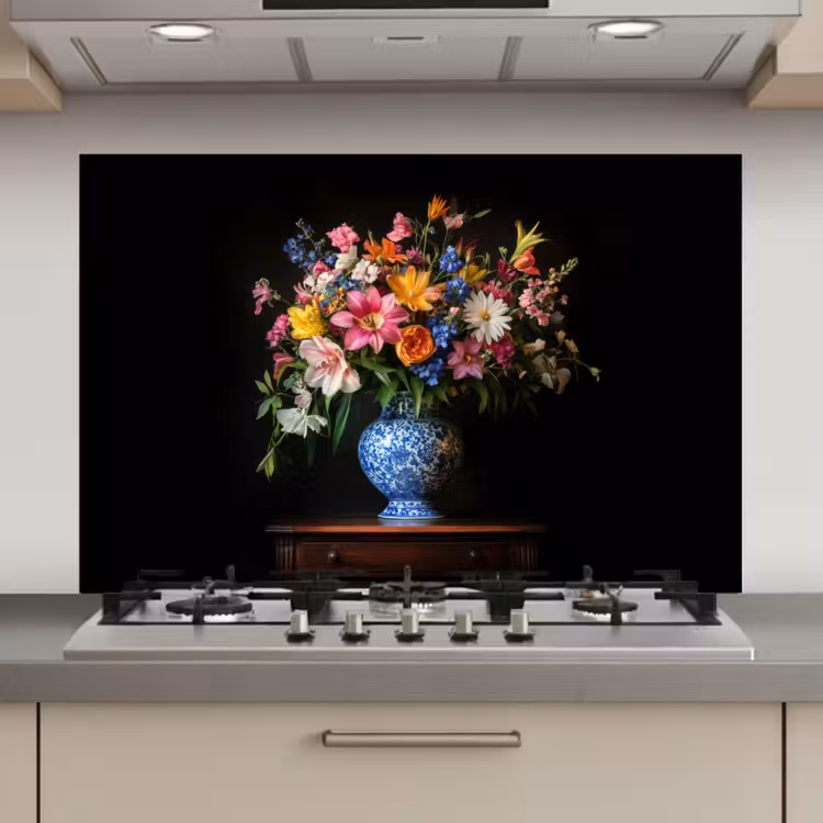 Spatscherm keuken - Kleur - Vaas - Bloemen - Boeket — 1