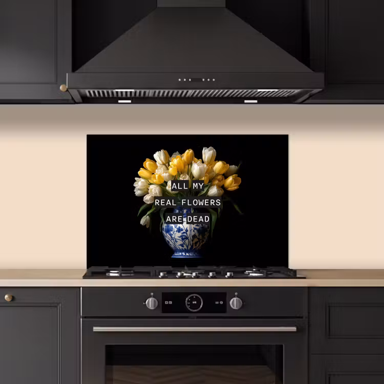 Spatscherm keuken - Quotes - Bloem - Tulp - Geel — 2