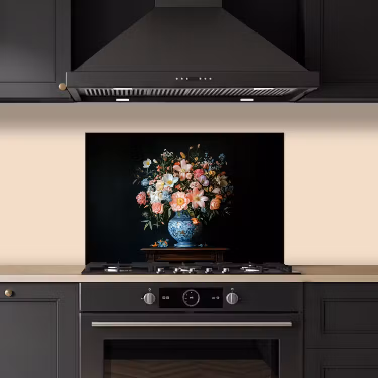 Spatscherm keuken - Roze - Bloemen - Vaas - Kleuren — 2