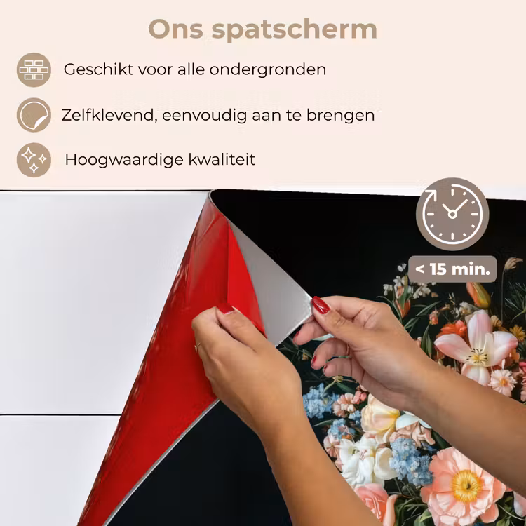 Spatscherm keuken - Roze - Bloemen - Vaas - Kleuren — 4