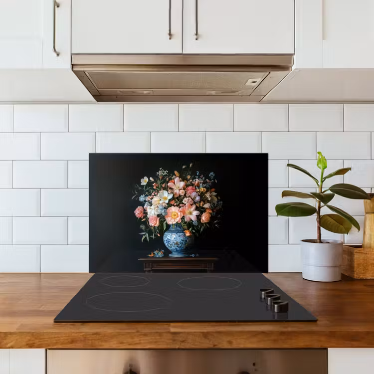 Spatscherm keuken - Roze - Bloemen - Vaas - Kleuren — 6