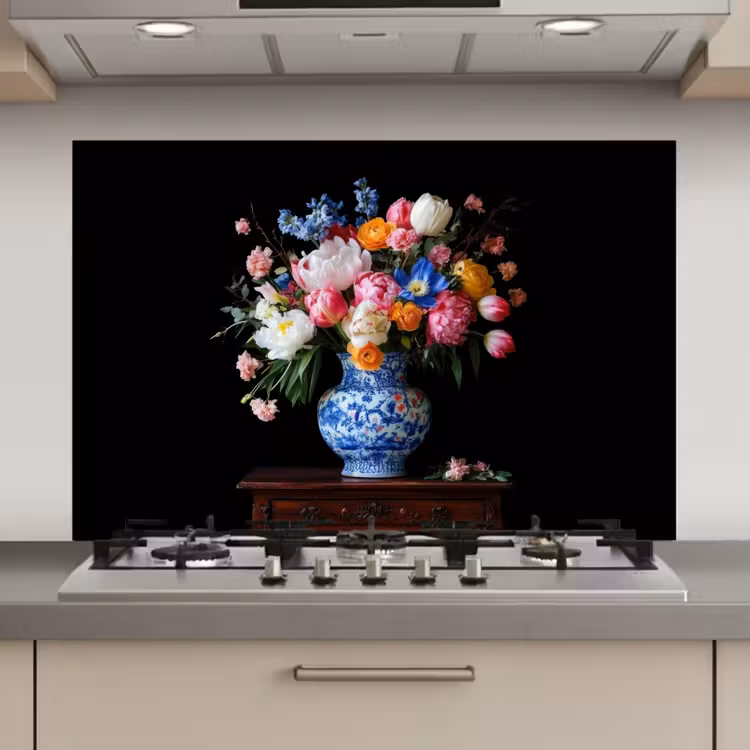 Spatscherm keuken - Rozen - Bloemen - Vaas - Boeket — 1