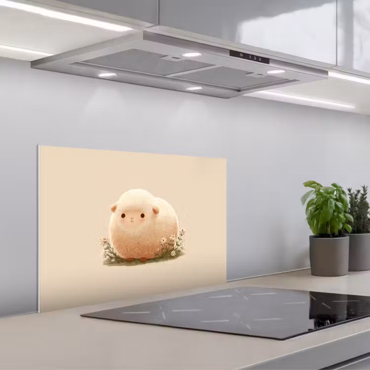 Spatscherm keuken - Schaap - Beige - Bloemen — 4