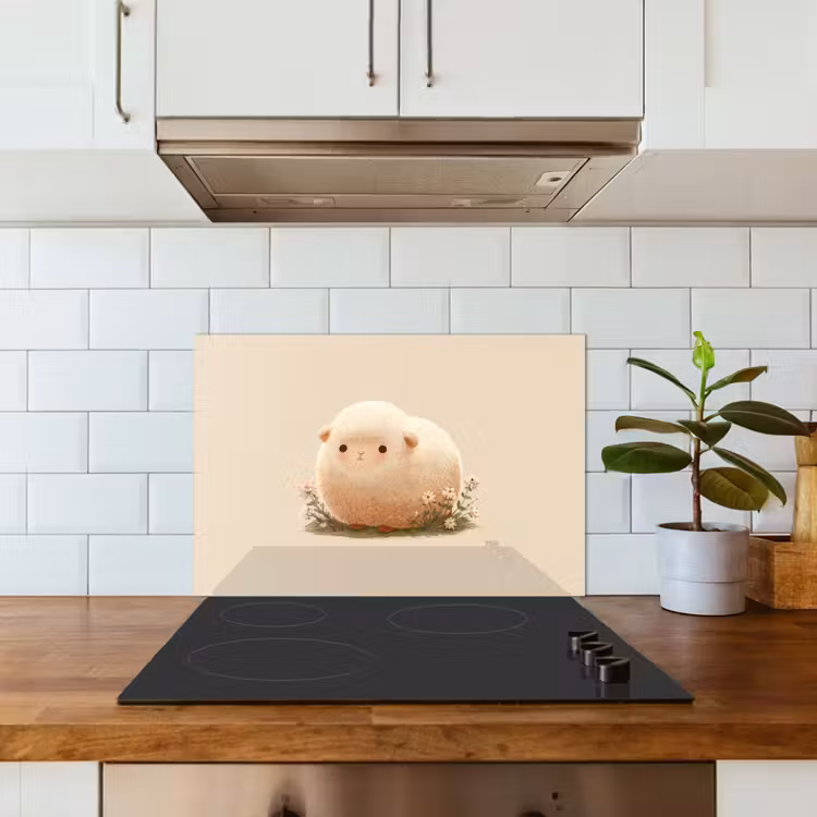 Spatscherm keuken - Schaap - Beige - Bloemen — 5