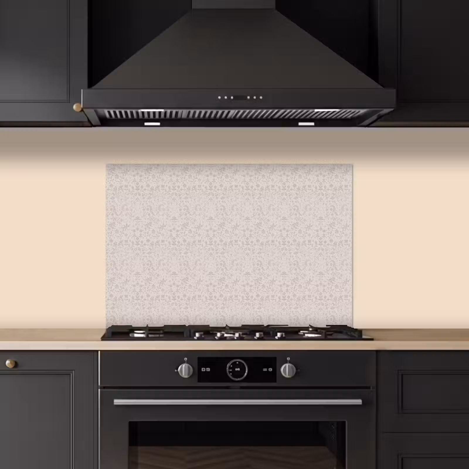 Spatscherm keuken - Bloemen - Bladeren - Licht - Taupe — 1