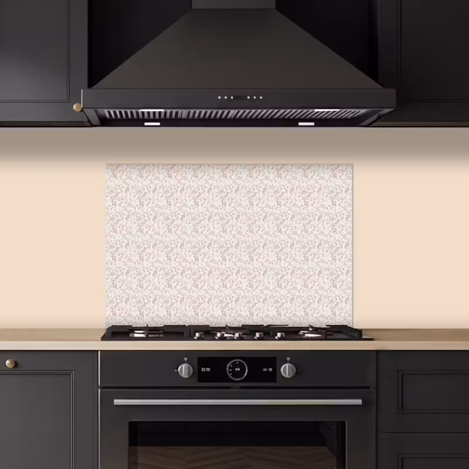 Spatscherm keuken - Bloemen - Patroon - Taupe — 1