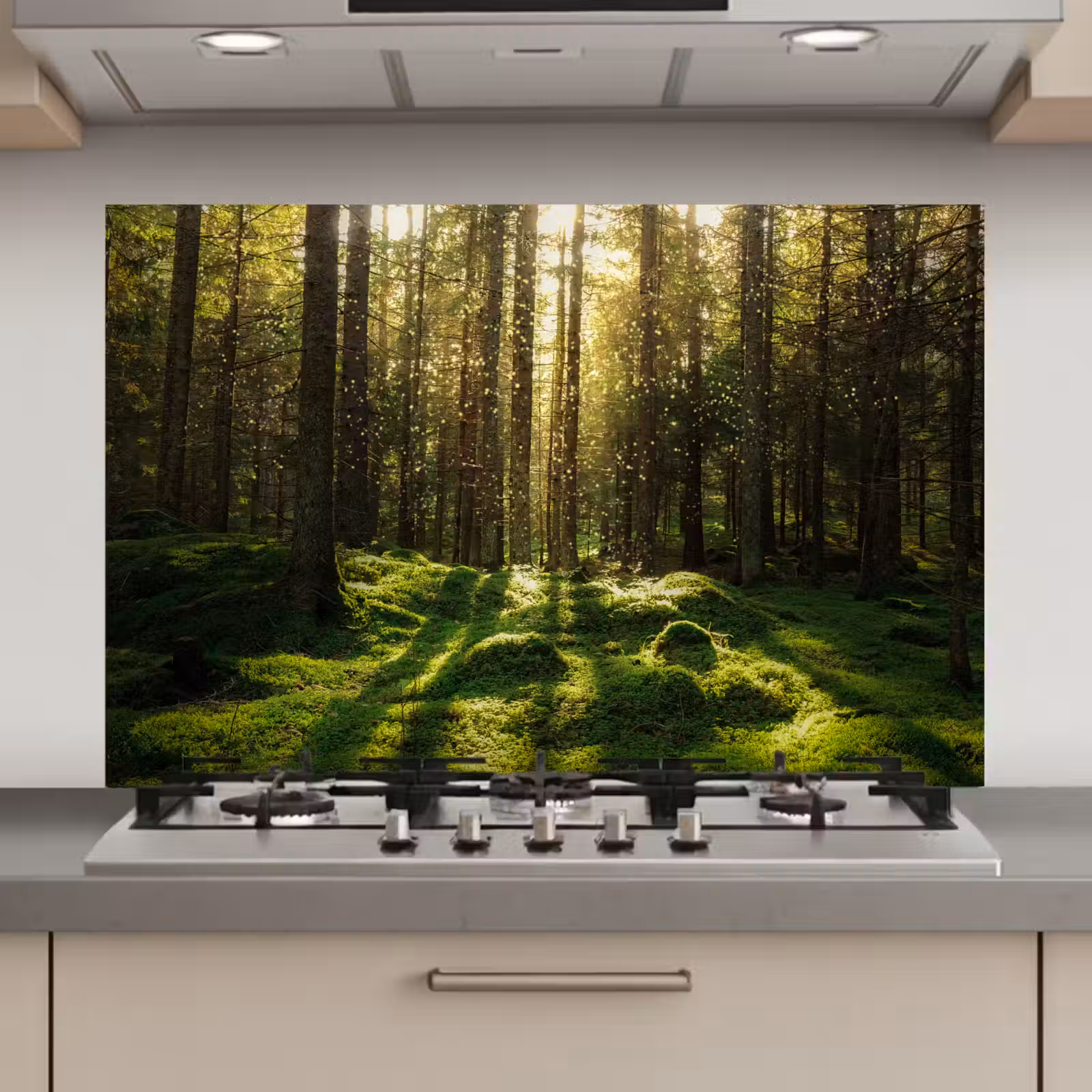 Spatscherm keuken - Bomen - Bos - Mos - Planten - Zon - Natuur — 1