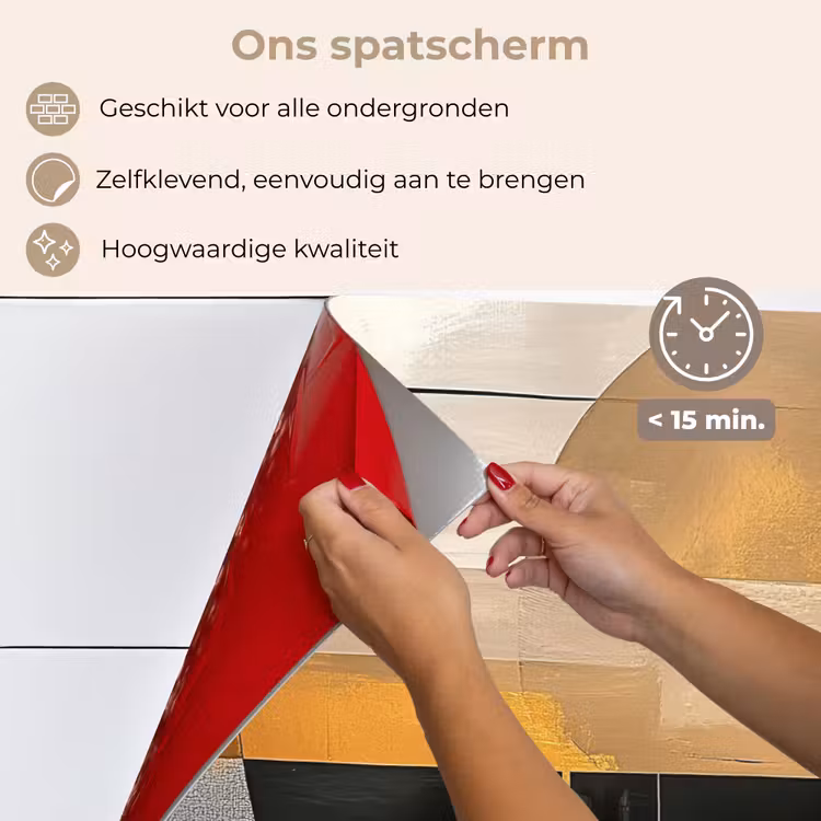 Spatscherm keuken - Abstract - Goud - Brons - Groen - Vormen - Modern — 4