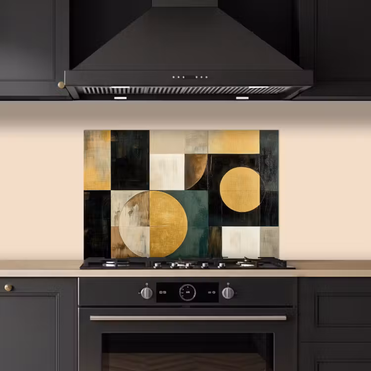 Spatscherm keuken - Abstract - Goud - Brons - Vormen - Geometrisch — 2