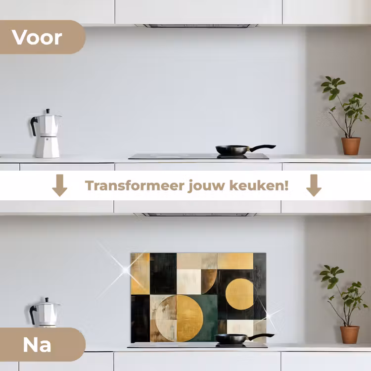 Spatscherm keuken - Abstract - Goud - Brons - Vormen - Geometrisch — 3