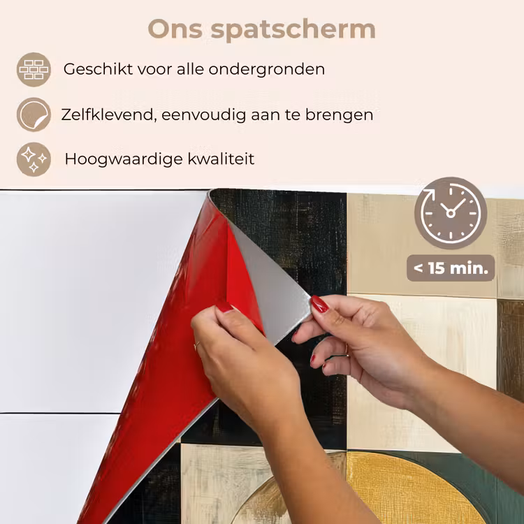 Spatscherm keuken - Abstract - Goud - Brons - Vormen - Geometrisch — 4