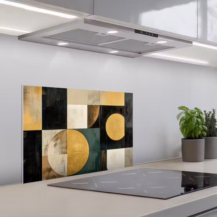 Spatscherm keuken - Abstract - Goud - Brons - Vormen - Geometrisch — 5