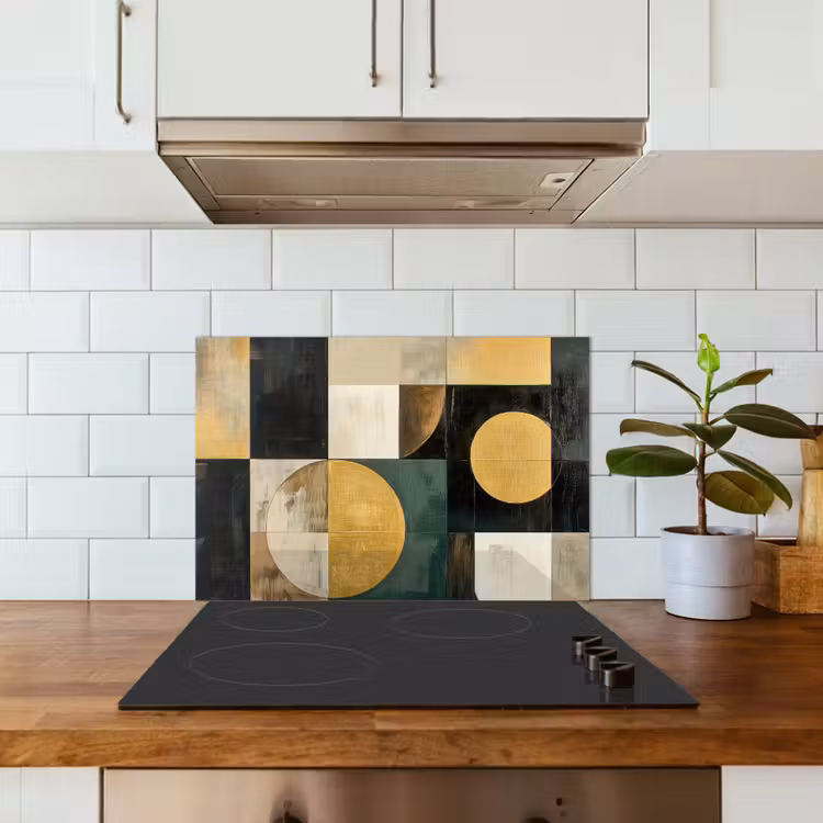 Spatscherm keuken - Abstract - Goud - Brons - Vormen - Geometrisch — 6