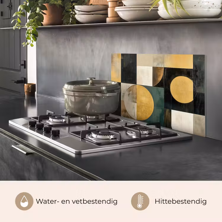 Spatscherm keuken - Abstract - Goud - Brons - Vormen - Geometrisch — 7