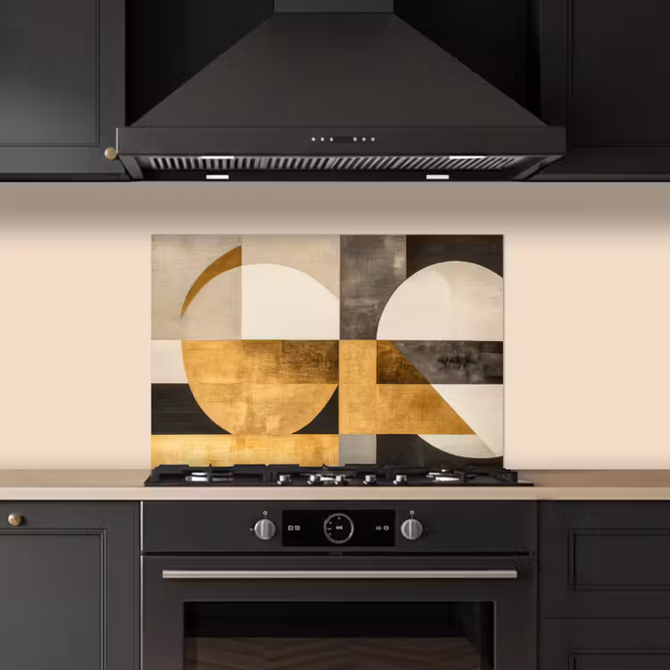 Spatscherm keuken - Abstract - Goud - Grijs - Vormen - Geometrisch — 2