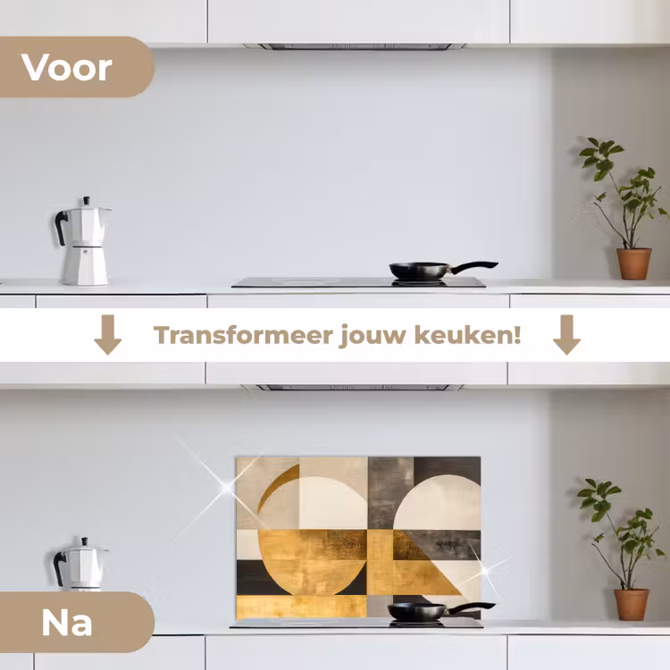 Spatscherm keuken - Abstract - Goud - Grijs - Vormen - Geometrisch — 3