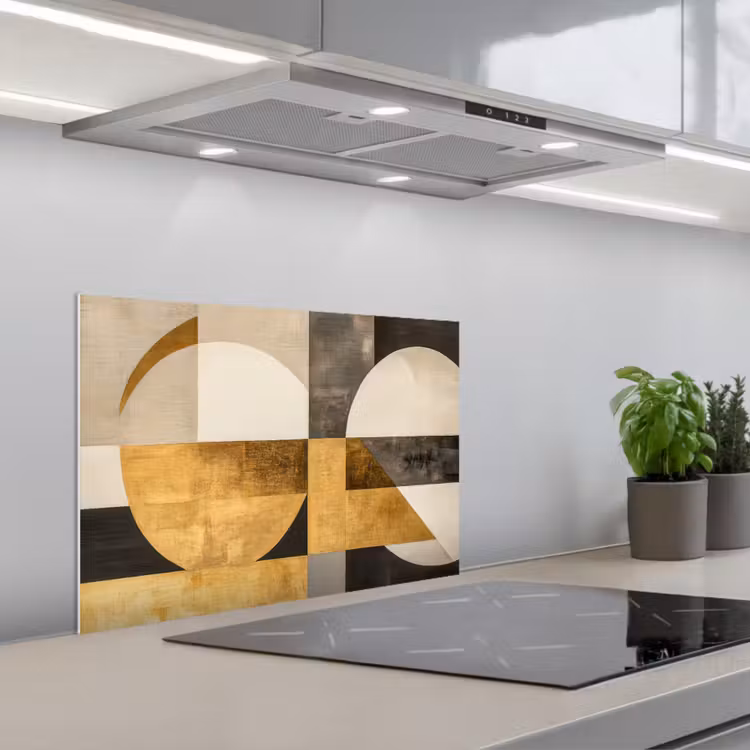 Spatscherm keuken - Abstract - Goud - Grijs - Vormen - Geometrisch — 5