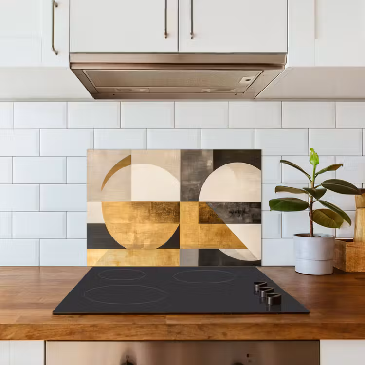 Spatscherm keuken - Abstract - Goud - Grijs - Vormen - Geometrisch — 6