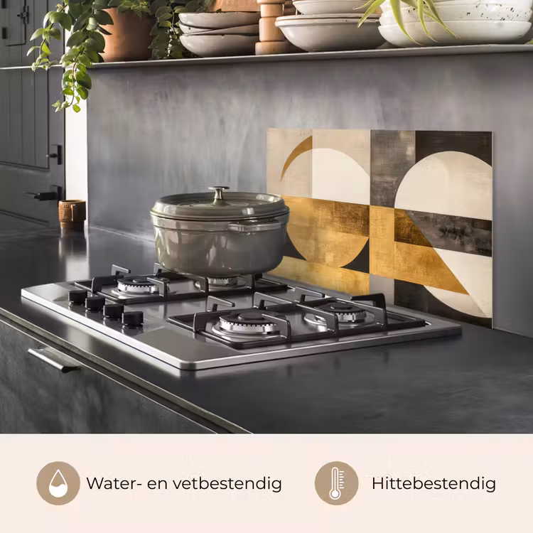 Spatscherm keuken - Abstract - Goud - Grijs - Vormen - Geometrisch — 7