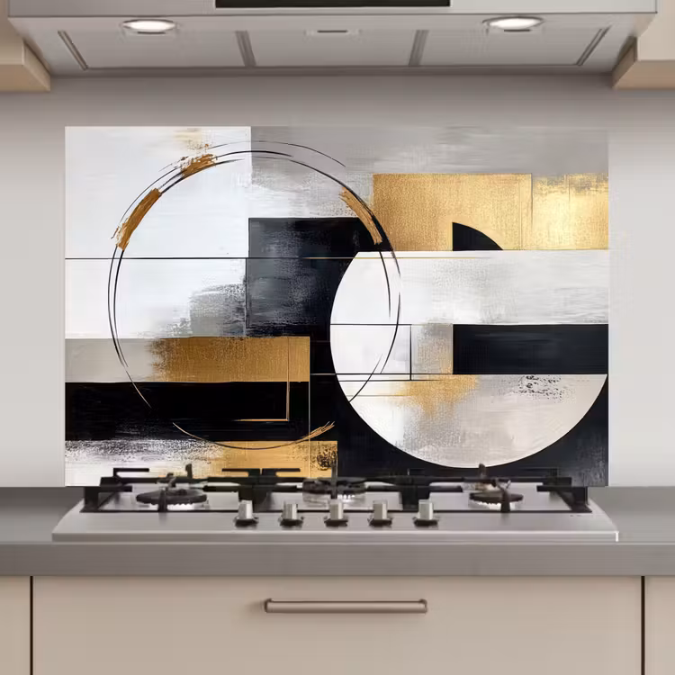 Spatscherm keuken - Abstract - Goud - Zilver - Vormen - Aesthetic — 1