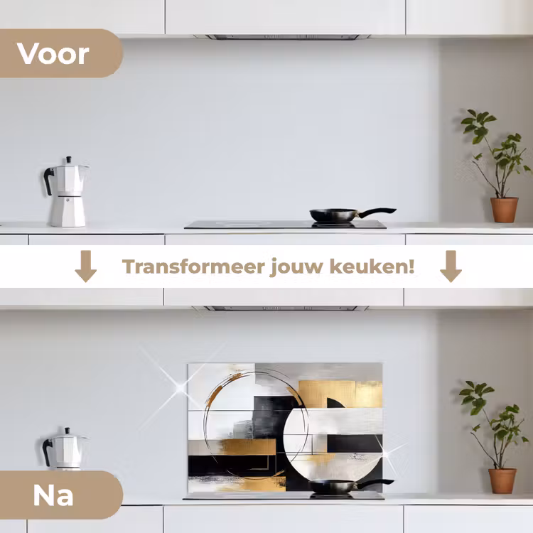 Spatscherm keuken - Abstract - Goud - Zilver - Vormen - Aesthetic — 3