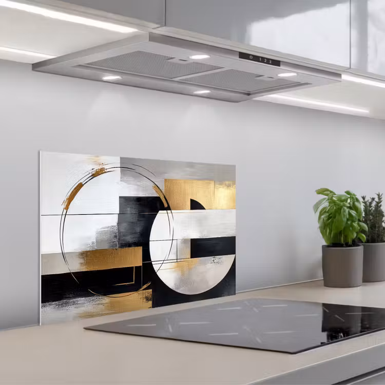 Spatscherm keuken - Abstract - Goud - Zilver - Vormen - Aesthetic — 5
